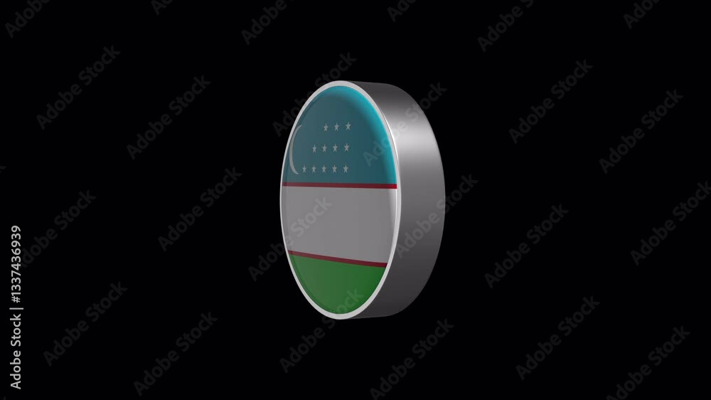 Uzbekistan Flag Icon Loop With Transparent Background Uzbekistan Flag Icon Loop With Transparent Background