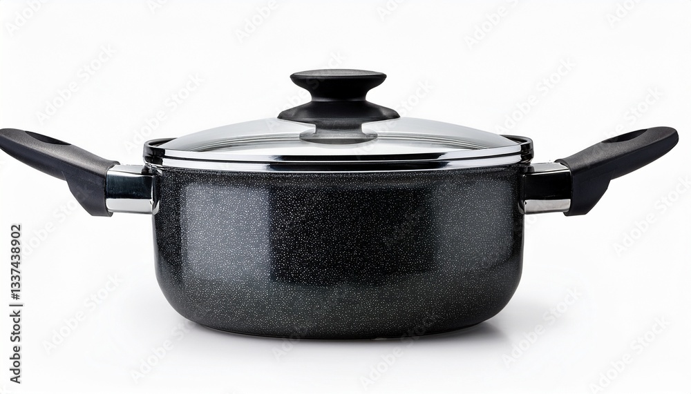 Black saucepan isolated on white background. Generated image Black saucepan isolated on white background. Generated image