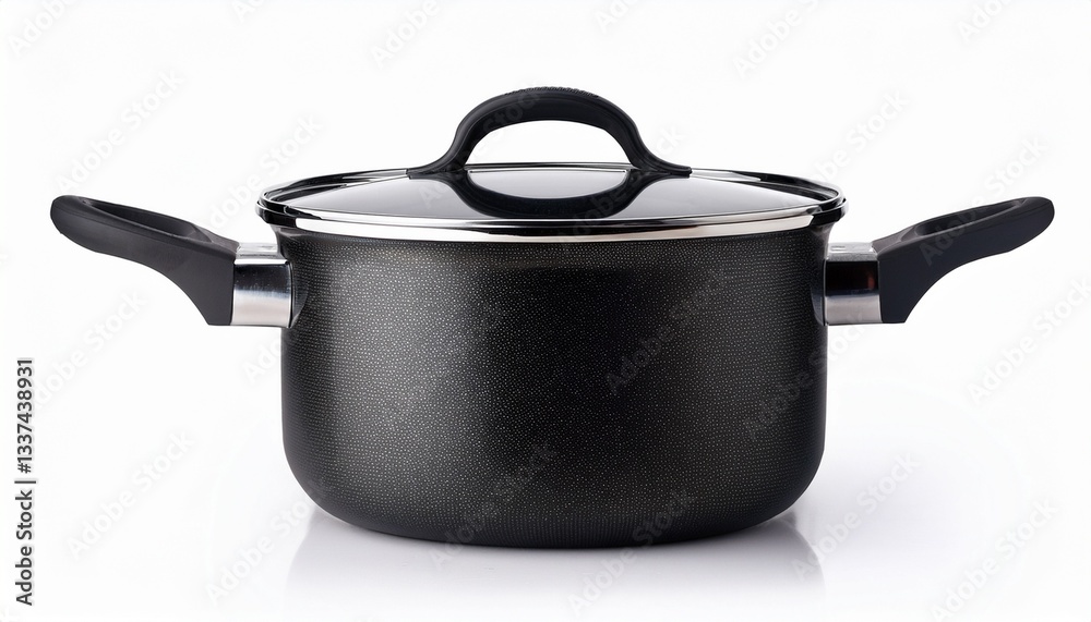 Black saucepan isolated on white background. Generated image Black saucepan isolated on white background. Generated image