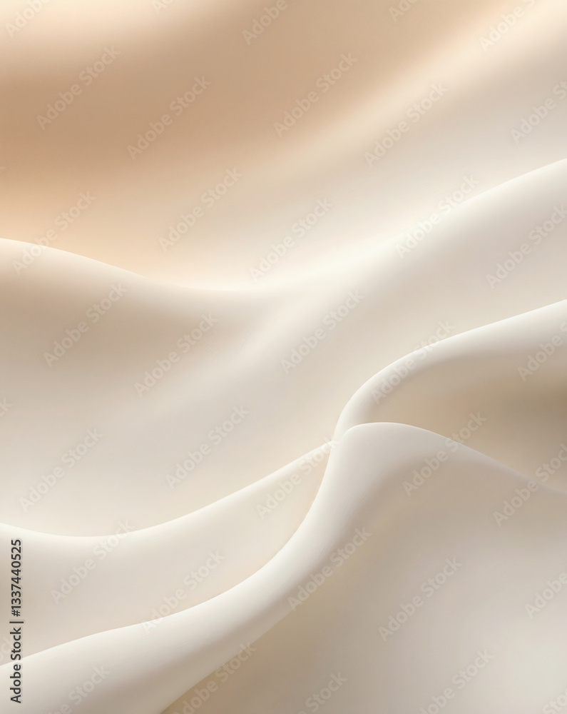 Fototapeta premium An abstract, flowing fabric design featuring smooth, undulating waves in a soft, creamy color palette, perfect for backgrounds.
