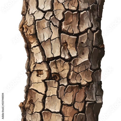 Close-up Layered Cracked Wood Bark in Brown