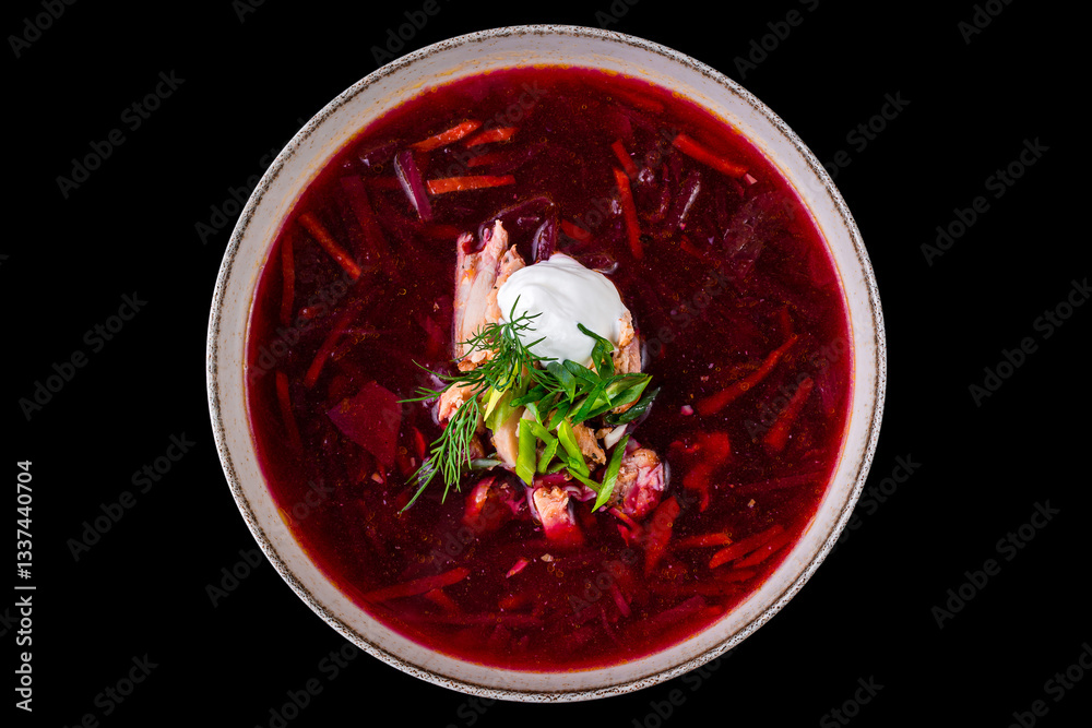 red beetroot soup - traditional Ukrainian borscht