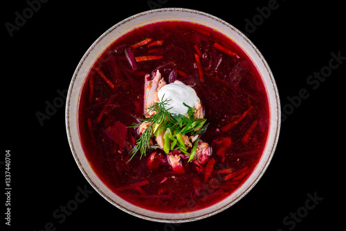 Obraz na płótnie red beetroot soup - traditional Ukrainian borscht w salonie