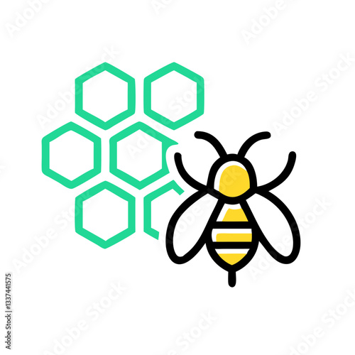Bees and honeycomb symbolizing ecology, natural products and clean environment - design concept