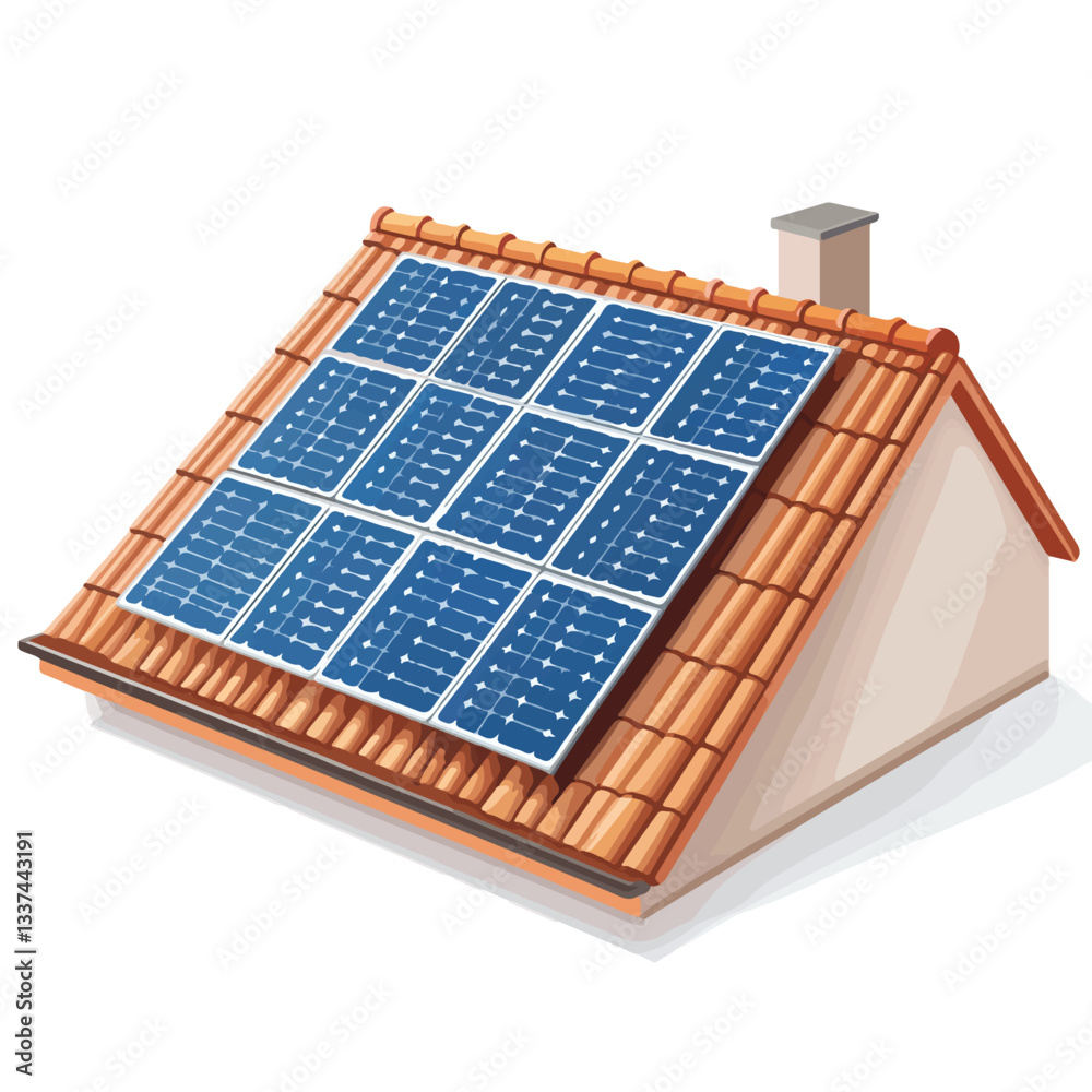 Close-up of Solar Panels on House Roof, Renewable Energy Concept Close-up of Solar Panels on House Roof, Renewable Energy Concept