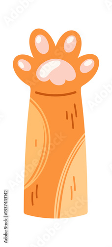 Red cat foot raised up