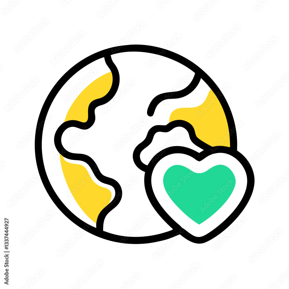 Earth with heart symbolizing care for ecology and environmental protection design concept Earth with heart symbolizing care for ecology and environmental protection design concept