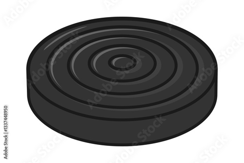 Black draughts or checkers game piece in realistic side on vector style