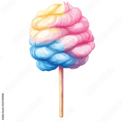 Colorful Cotton Candy Land Vector Illustration on White Background