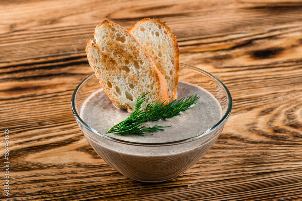 Delicious cream soup with mushrooms