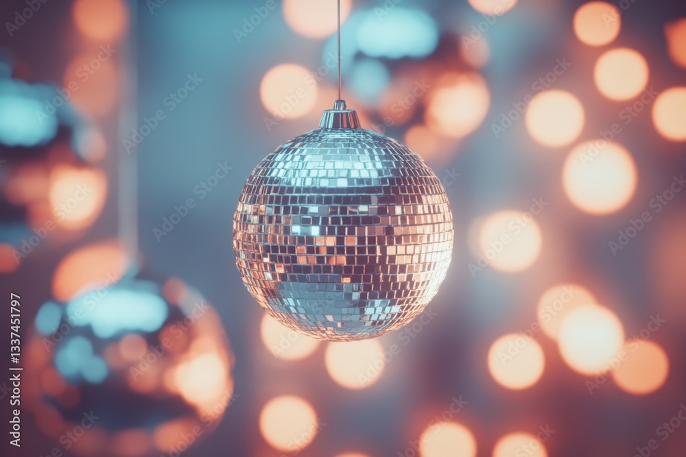 Obraz premium Hanging disco balls with glowing background