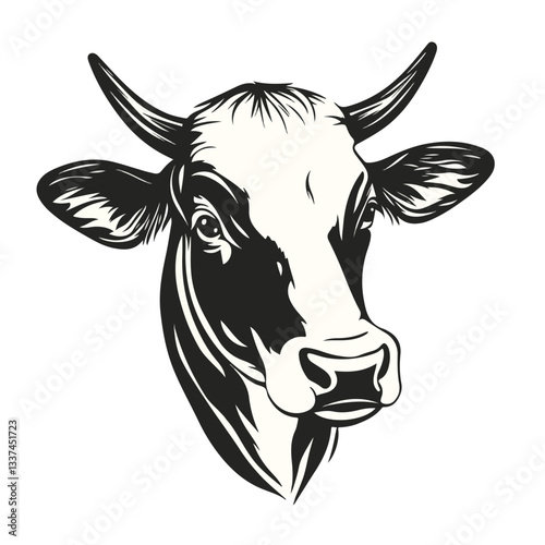 Cow Head Face Logo Vector Illustration for Farm Pet