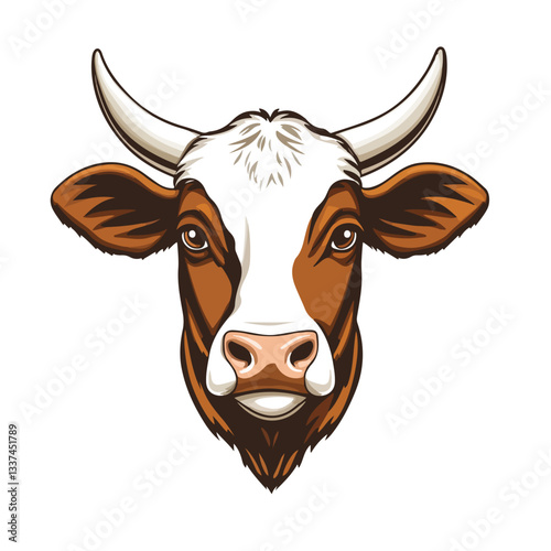 Cow Head Face Logo Vector Illustration for Farm Pet