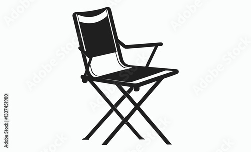 Camping chair silhouette vector, black folding chair illustration
