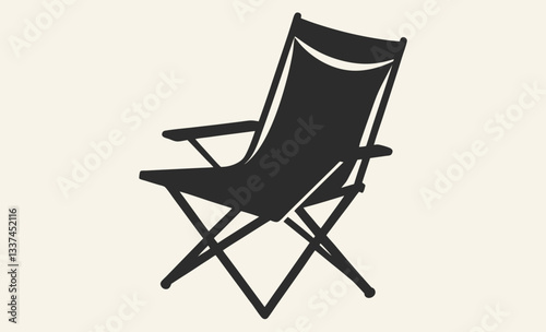 Camping chair silhouette vector, black folding chair illustration