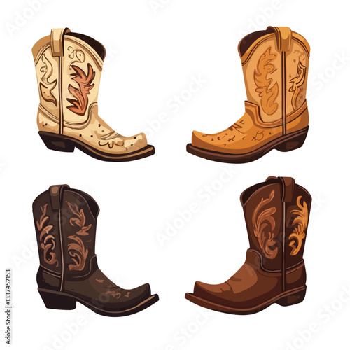 Stylish Wild West Cowboy Boots with Decorations