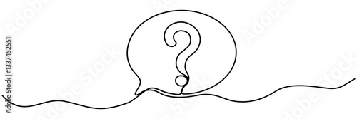 Speech bubble with question mark continuous one line drawing. Chat linear symbol. Dialogue sign. Vector illustration isolated on white.