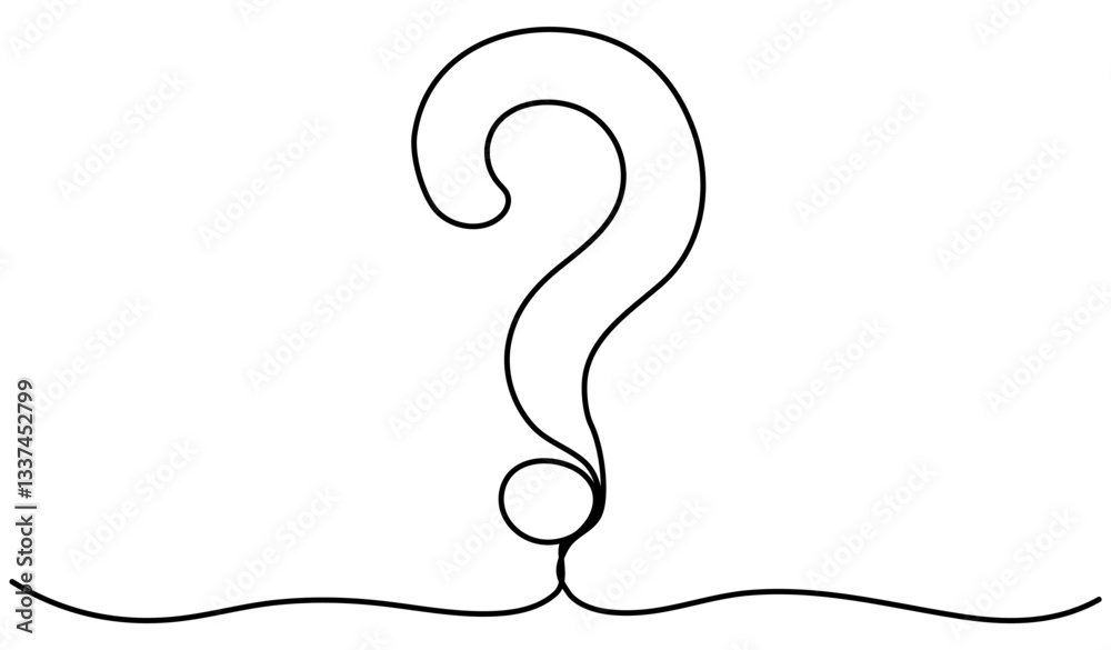 Question mark continuous one line drawing. Query mark symbol. Ask sign. Vector illustration isolated on white. Question mark continuous one line drawing. Query mark symbol. Ask sign. Vector illustration isolated on white.