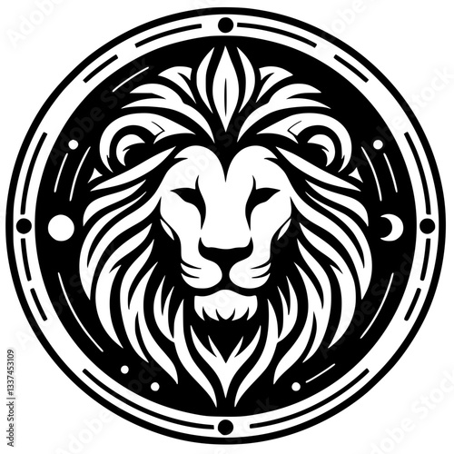 Round lion face silhouette
