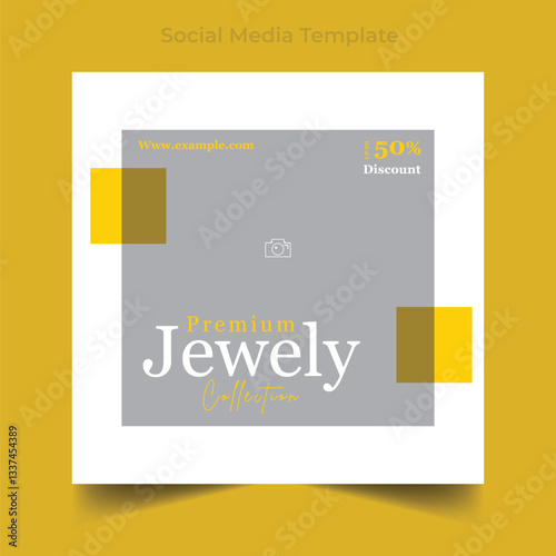 Luxury jewelry sale social media post template design
