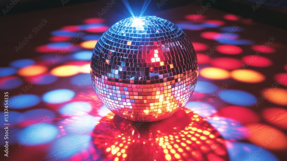 Obraz premium Colorful disco ball on dance floor