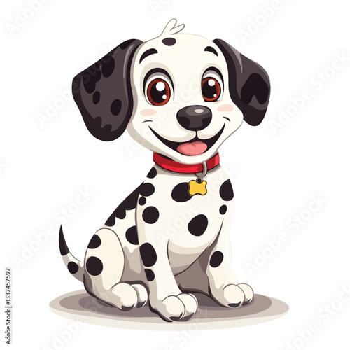 Adorable Dalmatian Dog Cartoon Character - EPS Vector Illustration