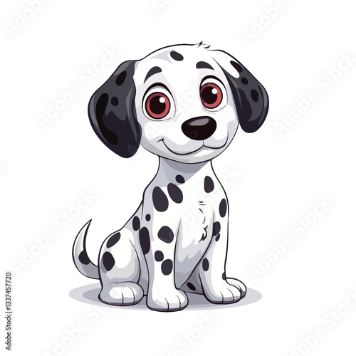 Adorable Dalmatian Dog Cartoon Character - EPS Vector Illustration
