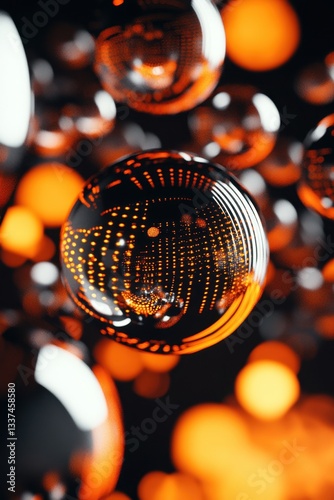 Orange glowing spheres abstract background