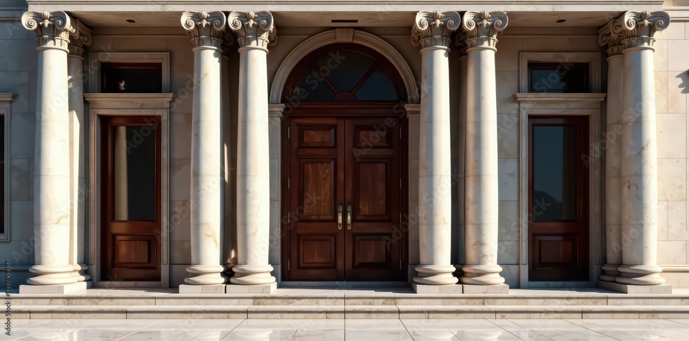 Fototapeta premium Ornate marble pilasters supporting a building's entryway , ornate, classical