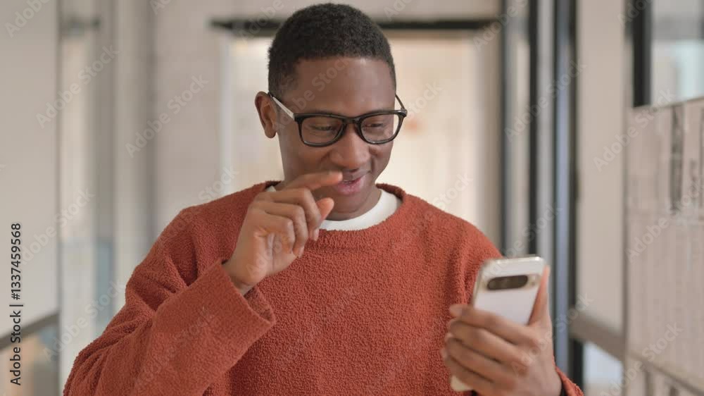 Portrait of African Man Doing Video Chat on Phone Portrait of African Man Doing Video Chat on Phone