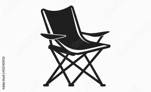 Camping chair silhouette vector, black folding chair illustration
