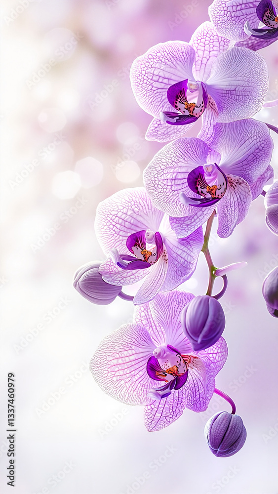 Naklejka premium Exotic Purple Orchids with Ethereal Quality