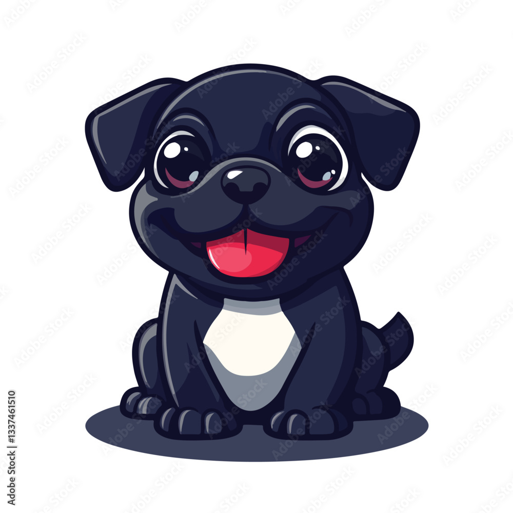 Naklejka premium Adorable Cartoon Bulldog Puppy Mascot Character Design