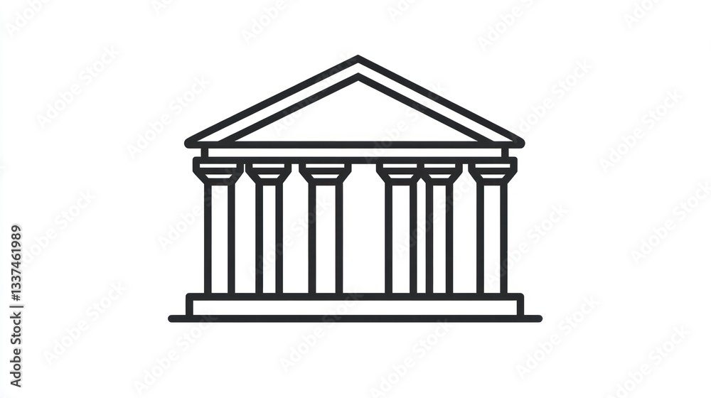Fototapeta premium Simple Line Drawing of Ancient Greek Temple