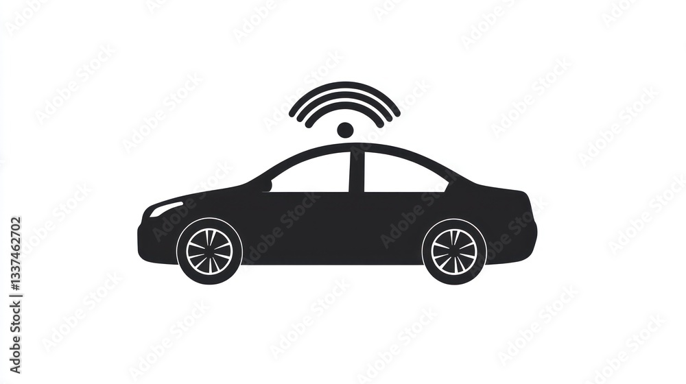Obraz premium Connected Car, Wireless Technology, Illustration