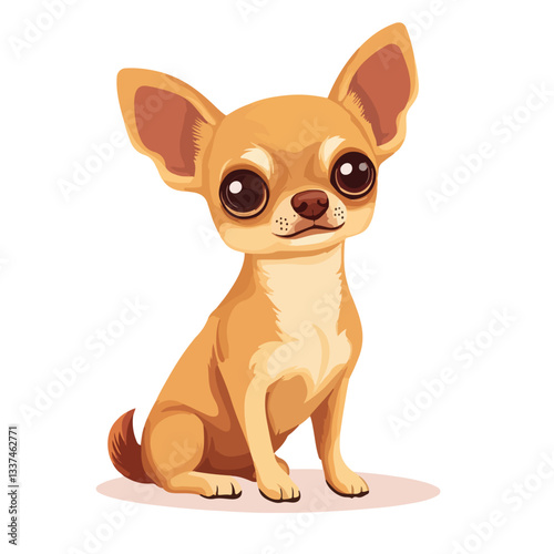 Cute Chihuahua Dog Full Body Flat Design Illustration