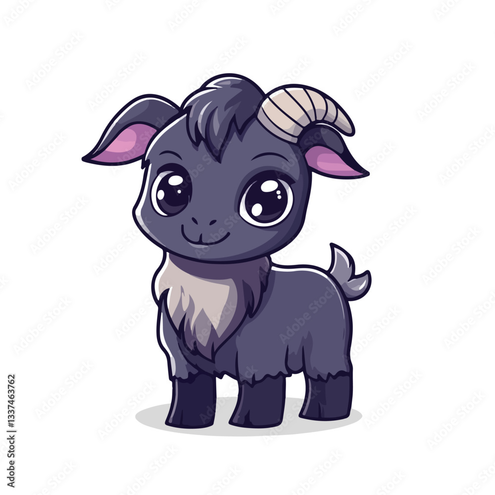 Naklejka premium Adorable Cartoon Goat Mascot Character Full Body Vector Illustration