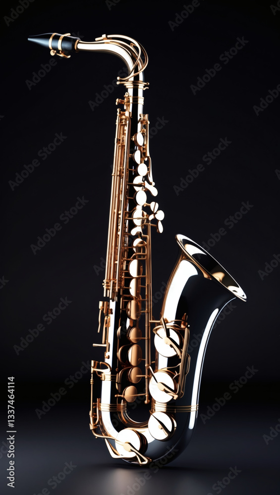 Obraz premium Elevate your auditory senses with the warm tones of a vintage wind instrument, the music is about to be amplified with this.