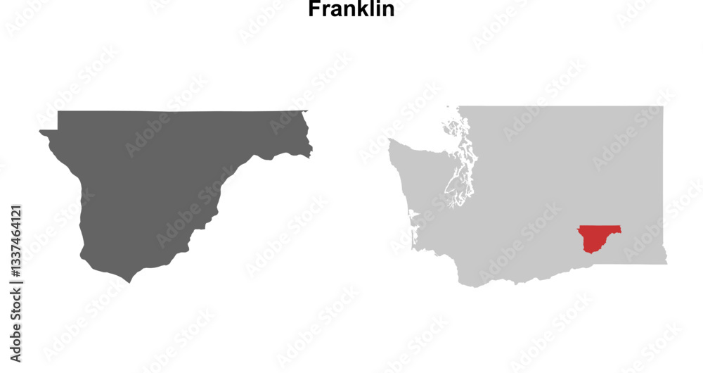 Fototapeta premium Franklin County (Washington) blank outline map set