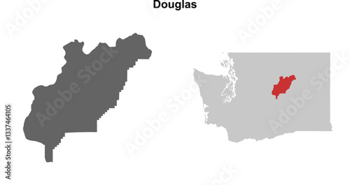 Douglas County (Washington) blank outline map set