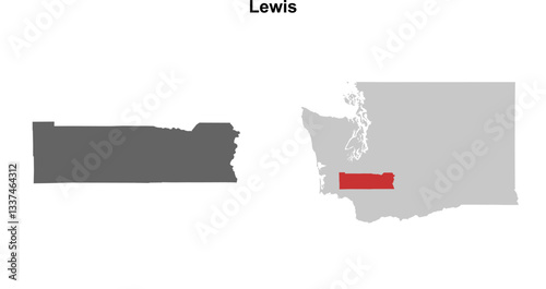 Lewis County (Washington) blank outline map set
