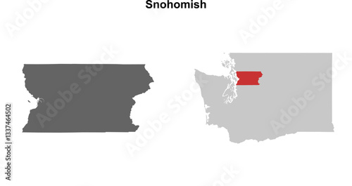 Snohomish County (Washington) blank outline map set