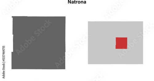 Natrona County (Wyoming) blank outline map set