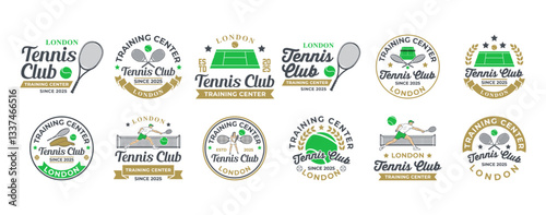 Tennis vector logo template bundle. Tennis ball logo emblems collection. Vintage vector illustration set of logos on tennis theme. Tennis logo vector for t-shirt design