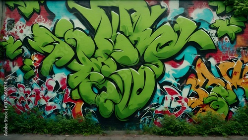 Graffiti Writing on Street Wall 09