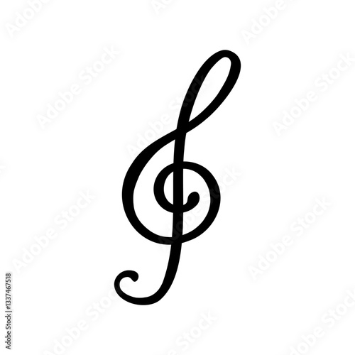 Treble Clef Icon – Black Music Symbol on White Background