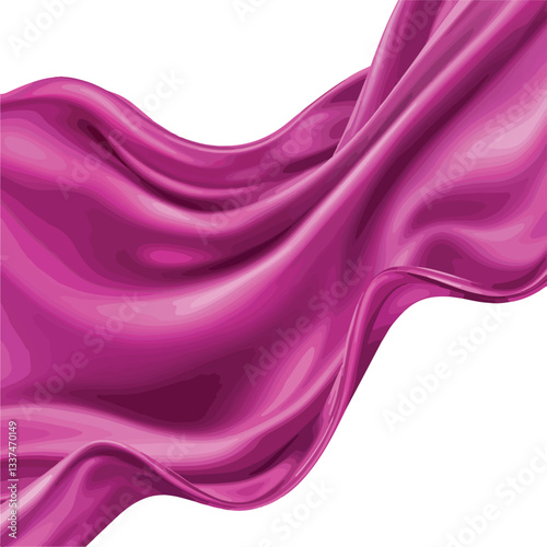 Elegant Deep Magenta Pink Silk Fabric Waves Soft Folds