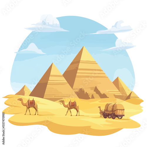Egyptian Pyramids Desert Landscape Camel