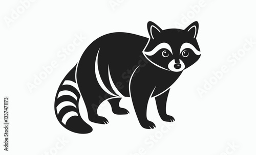 Raccoon silhouette, black raccoon vector illustration, wildlife animal art
