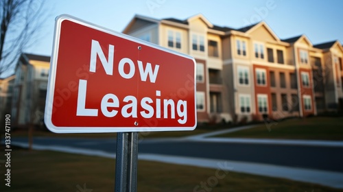 Appealing apartment complex displaying a 'Now Leasing' sign for immediate occupancy